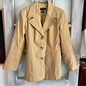 Vintage Tan Camel Short Trench Coat Jacket blazer by NY&Co Large